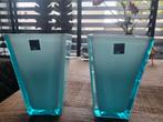 2 Leonardo glazen vazen blauw - onbeschadigd, Ophalen, Blauw, Minder dan 50 cm, Glas