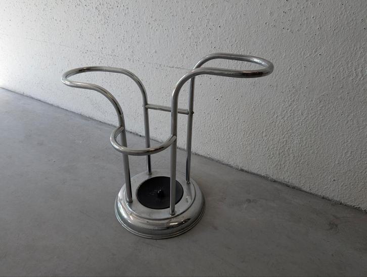 Art Deco, Bauhaus paraplubak, buisframe van chroom, Huis en Inrichting, Woonaccessoires | Paraplubakken, Gebruikt, Metaal, Ophalen