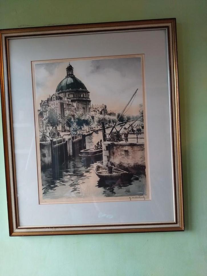 Roger Hebbelinck - Amsterdam Gezicht - Genummerd, Antiek en Kunst, Kunst | Litho's en Zeefdrukken, Ophalen
