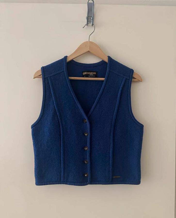 Geiger tyrol Austral gilet wol, Kleding | Dames, Truien en Vesten, Zo goed als nieuw, Maat 42/44 (L), Blauw, Ophalen of Verzenden