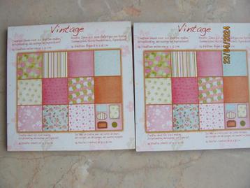 NIEUW 2 x papier VINTAGE paperpad PASTEL 12 DESIGNS Flowers beschikbaar voor biedingen