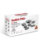 Swiss Pro + - 12-delige pannenset - grey - grijs, Huis en Inrichting, Keuken | Potten en Pannen, Keramische plaat, Nieuw, Pannenset