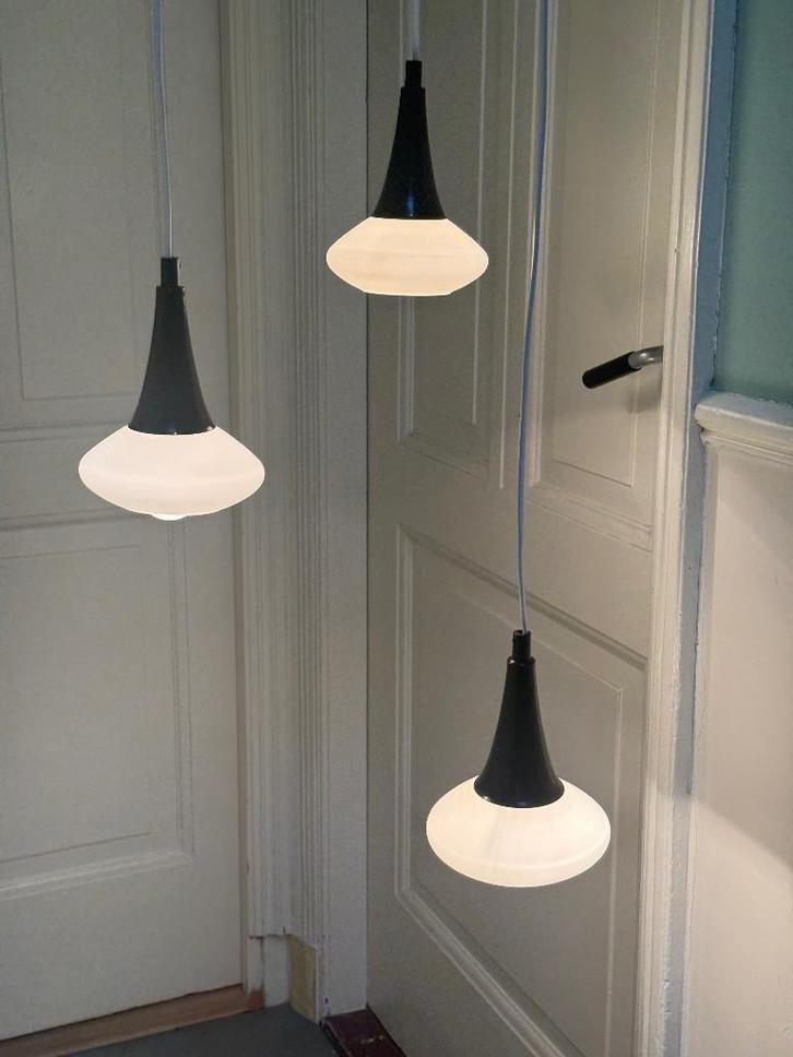 Vintage cascade lamp Hanglamp, Huis en Inrichting, Lampen | Hanglampen, Gebruikt, 75 cm of meer, Glas, Metaal, Ophalen of Verzenden