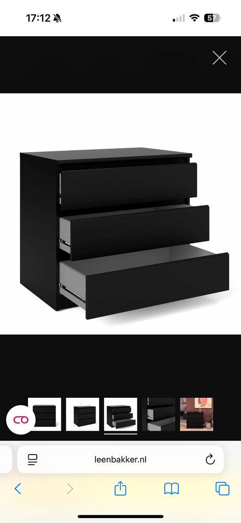 2x Zwart Ladekast Naia Leen Bakker, Huis en Inrichting, Kasten | Ladekasten, Gebruikt, Minder dan 100 cm, 50 tot 100 cm, 25 tot 50 cm