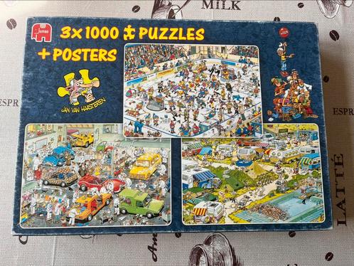 Jan van Haasteren 3x 1000 puzzels 80962 | alle COMPLEET, Hobby en Vrije tijd, Denksport en Puzzels, Gebruikt, Legpuzzel, 500 t/m 1500 stukjes