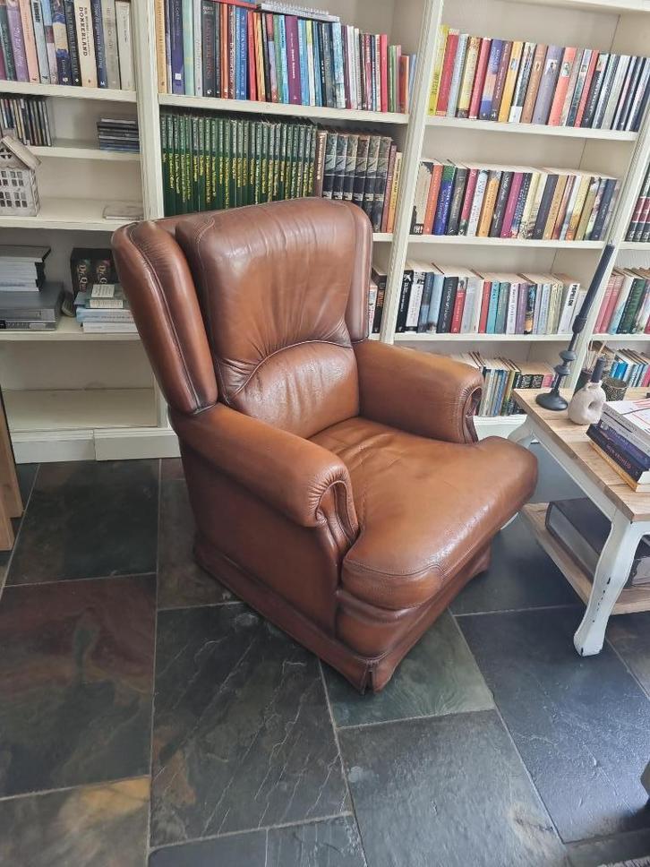 2 leren fauteuils Mol en Geurts, Huis en Inrichting, Fauteuils, Gebruikt, Leer, 50 tot 75 cm, 75 tot 100 cm, Ophalen