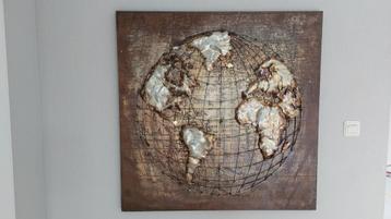 Wandobject 3D Wereldkaart handgemaakt met certificaat beschikbaar voor biedingen