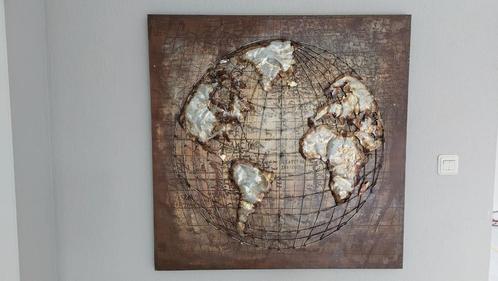 Wandobject 3D Wereldkaart handgemaakt met certificaat, Huis en Inrichting, Woonaccessoires | Wanddecoraties, Zo goed als nieuw