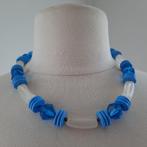 Ketting met blauw witte kralen, Sieraden, Tassen en Uiterlijk, Kettingen, Ophalen of Verzenden, Blauw, Kunststof