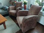 Bruine bank met 2 fatauils, Huis en Inrichting, Ophalen, Gebruikt