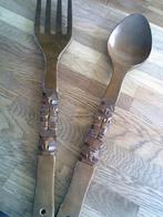 Vintage extra grote gesneden houten vork en lepel ca.55cm, Ophalen of Verzenden
