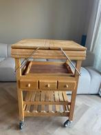 Houten uitklapbaar Keukenblok trolley, Huis en Inrichting, Keuken | Keukenelementen, Ophalen, Gebruikt, 50 tot 75 cm, Minder dan 100 cm