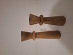 Set houten kandelaars groot en klein, Ophalen of Verzenden, Zo goed als nieuw, Hout, Minder dan 25 cm