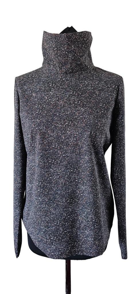 grijs zwart travelstof top van jane lushka maat M (7424), Kleding | Dames, Tops, Maat 38/40 (M), Zwart, Lange mouw, Verzenden