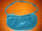 Turkoise velour-handtas (279), Sieraden, Tassen en Uiterlijk, Tassen | Damestassen, Ophalen of Verzenden, Zo goed als nieuw, Handtas
