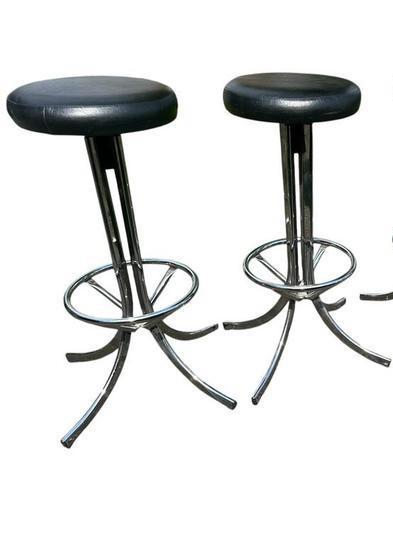 2 vintage barkrukken, chroom, draaibaar, Huis en Inrichting, Barkrukken, Gebruikt, 60 tot 90 cm, Draaibaar, Ophalen