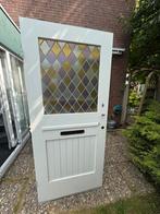 Antieke voordeur met glas-in-lood (211x92), Doe-het-zelf en Verbouw, Ophalen, 80 tot 100 cm, 200 tot 215 cm, Glas