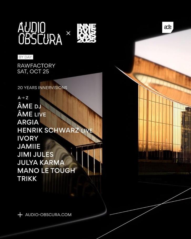 2 kaartjes Audio Obscura Innervisions zaterdag 25 oktober, Tickets en Kaartjes, Evenementen en Festivals, Twee personen