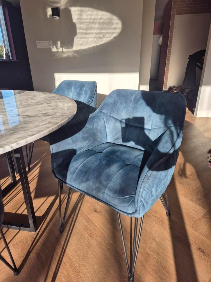 Bronx71 Blauwe Eetkamerstoel, Huis en Inrichting, Stoelen, Zo goed als nieuw, Eén, Stof, Blauw, Ophalen