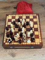 Vintage  chess  Schaakspel met Opbergdoos Koninghoogte 72 mm, Een of twee spelers, Ophalen of Verzenden, Gebruikt, Reisspel