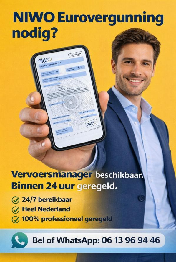 NIWO - Eurovergunning - Vervoersmanager - 24/7 Bereikbaar, Vacatures, Vacatures | Logistiek, Inkoop en Transport, Vanaf 10 jaar
