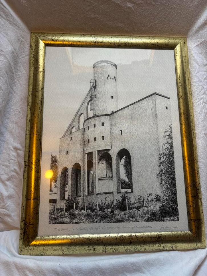 Pentekening Domaniale Mijnschacht Nulland, Antiek en Kunst, Kunst | Tekeningen en Foto's, Ophalen of Verzenden