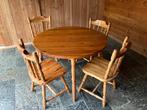Wooden table with 4 wooden chairs, Huis en Inrichting, Tafels | Eettafels, Ophalen, Gebruikt, Rond, 50 tot 100 cm