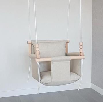 Leobabys baby schommel hout linnen indoor outdoor beschikbaar voor biedingen