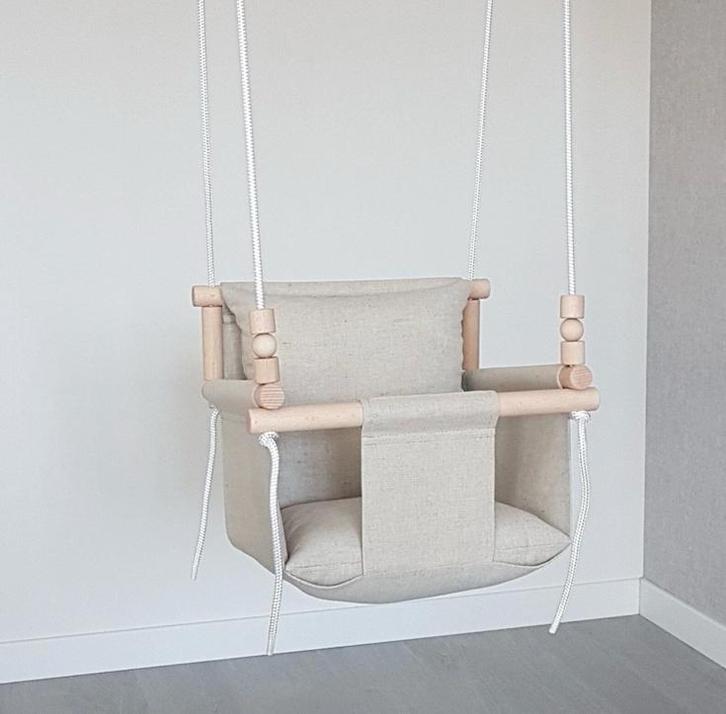 Leobabys baby peuter schommel hout linnen indoor outdoor, Kinderen en Baby's, Speelgoed | Buiten | Speeltoestellen, Zo goed als nieuw