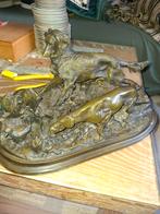 Bronzen beeld van honden op jacht, Ophalen of Verzenden