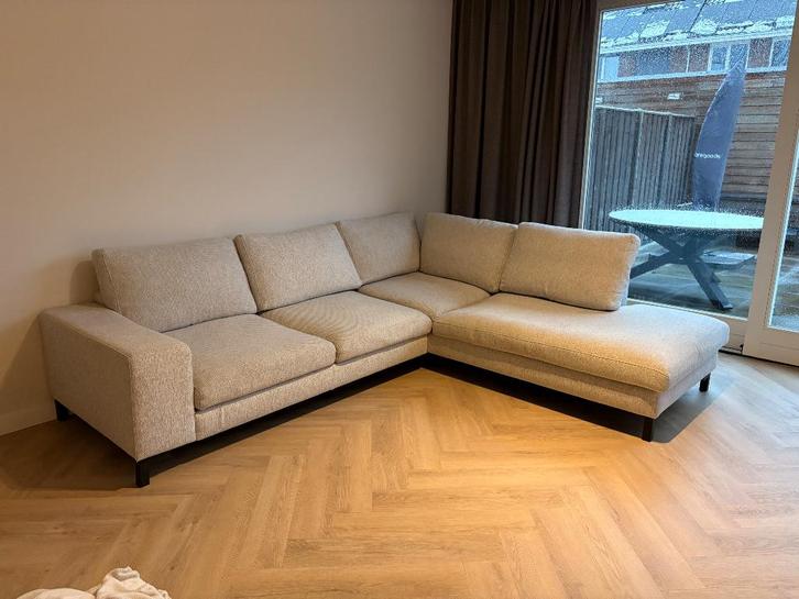 Hoekbank grijs sand woonexpress, Huis en Inrichting, Banken | Bankstellen, Gebruikt, Hoekbank, Vierpersoons of meer, 250 tot 300 cm