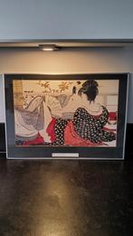 Te koop mooie japanse tekeningen met lijst >40 jaar oud, Ophalen