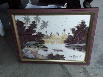 Te koop handgeschilderd schilderij compleet met lijst beschikbaar voor biedingen