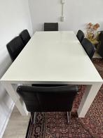 Eettafel (hoogglans) met stoelen, Huis en Inrichting, Tafels | Eettafels, Ophalen, Gebruikt, 50 tot 100 cm, Vijf personen of meer