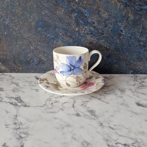 Villeroy en Boch Mariefleur Gris Basic beker + onderschotel, Antiek en Kunst, Antiek | Servies los, Ophalen of Verzenden