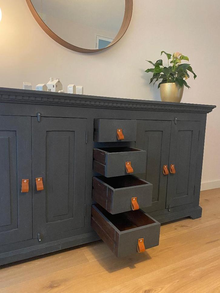 Dressoir / Mat Grijs / Houten Kast, Huis en Inrichting, Kasten | Dressoirs, Gebruikt, 150 tot 200 cm, 25 tot 50 cm, Met lade(s)