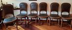 6 Antieke Eetkamerstoelen met Lederen Bekleding, Antiek en Kunst, Antiek | Meubels | Stoelen en Banken, Ophalen