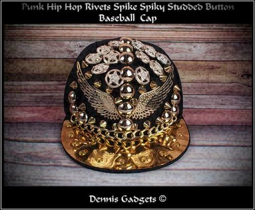 Dennis Gadgets: Exclusive Punk Hip Hop Rivets Spike Cap, Kleding | Dames, Hoeden en Petten, Nieuw, Pet, One size fits all, Ophalen of Verzenden