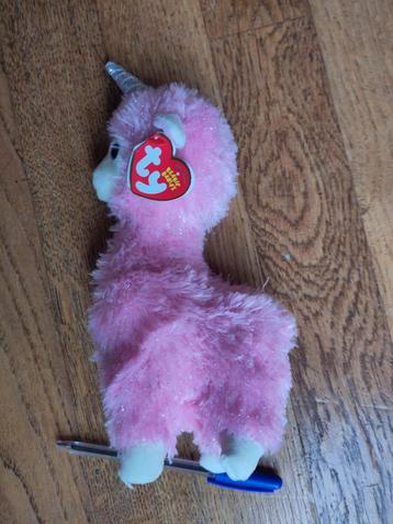 Unicorn lama / eenhoorn lama - roze met glitters - 23 cm beschikbaar voor biedingen