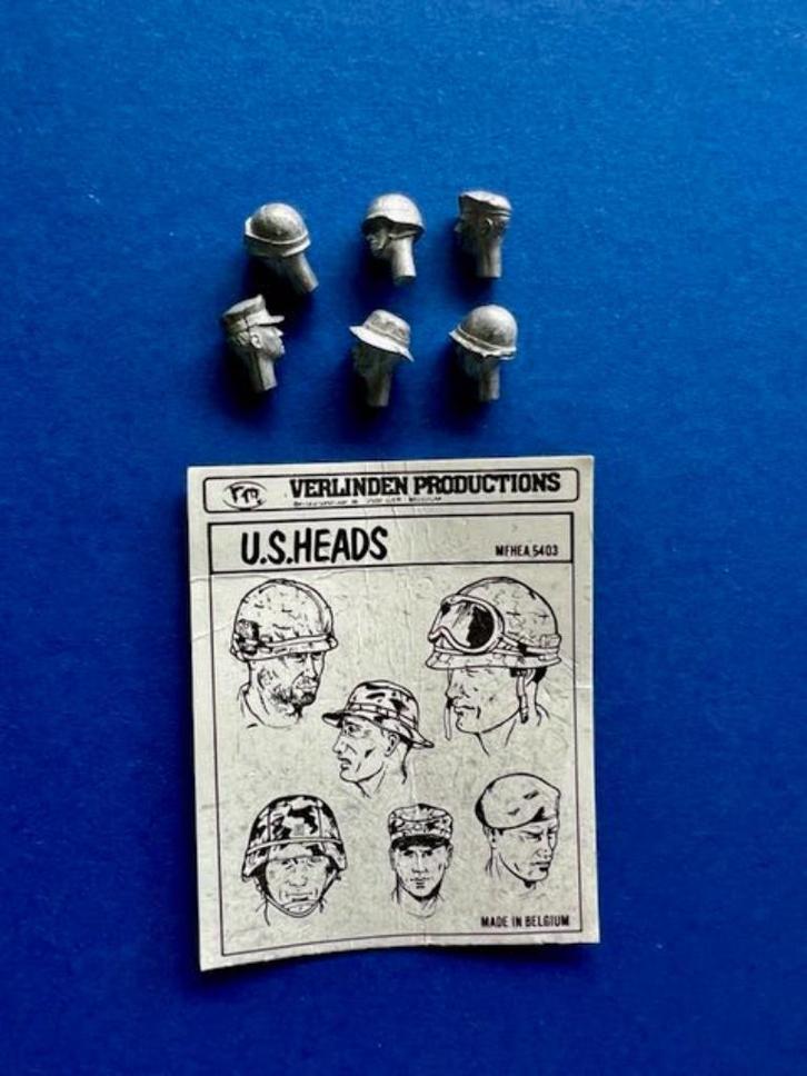 Verlinden	MFHEA5403	US Heads 	1/35	metal, Hobby en Vrije tijd, Modelbouw | Figuren en Diorama's, Nieuw, 1:35 tot 1:50, Ophalen of Verzenden