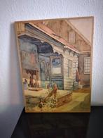 Originele aquarel circa 1930 huis in Zaandijk gesigneerd, Antiek en Kunst, Ophalen