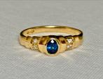 Prachtige 18 karaat gouden ring met saffier en diamant!, Ophalen of Verzenden, 17 tot 18, Met edelsteen, Dame