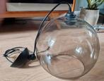 Hanglamp met glazen stolp, Huis en Inrichting, Lampen | Tafellampen, Ophalen, Gebruikt, Glas, Minder dan 50 cm