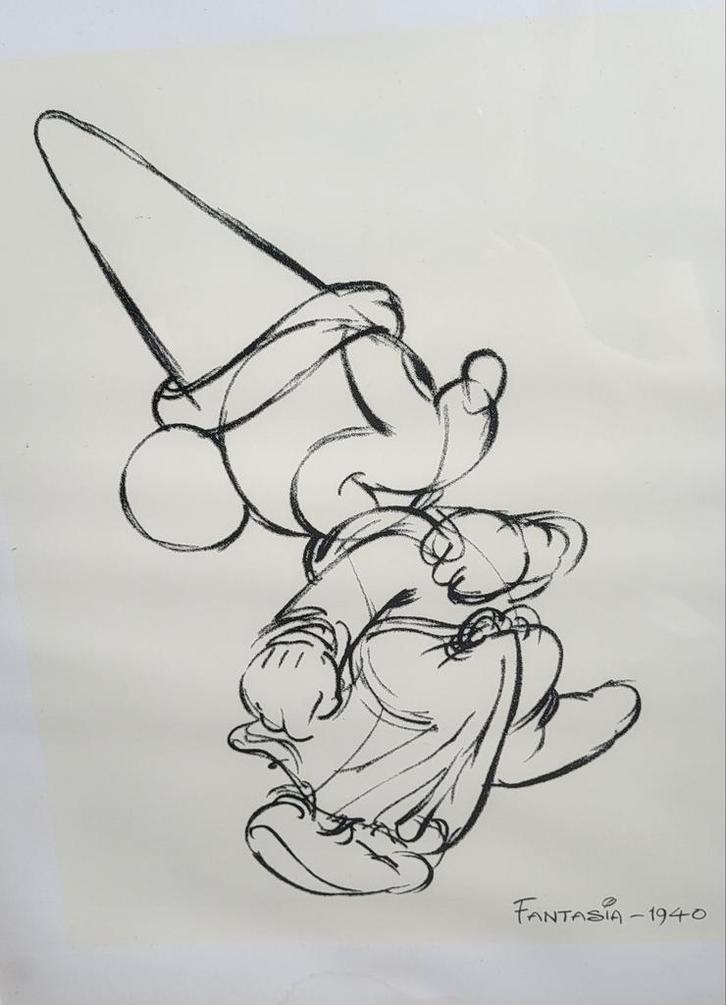 Fantasia Mickey Mouse Originele Schets 1940, Antiek en Kunst, Kunst | Tekeningen en Foto's, Ophalen of Verzenden