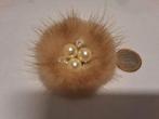 Vintage Broche met Parel & Strass, Sieraden, Tassen en Uiterlijk, Broches, Met strass, Overige materialen, Gebruikt, Beige
