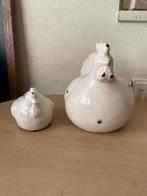 Grote en kleine Kip - wit - vintage - aardewerk, Ophalen of Verzenden