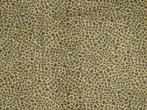 Vintage lap stof synthetisch mosterdgeel paarse panterprint, Nieuw, Ophalen of Verzenden, 30 tot 120 cm, Katoen
