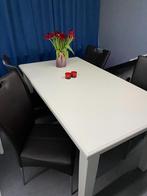 Witte eettafel, Huis en Inrichting, Tafels | Eettafels, Ophalen, Gebruikt, 50 tot 100 cm, Vijf personen of meer