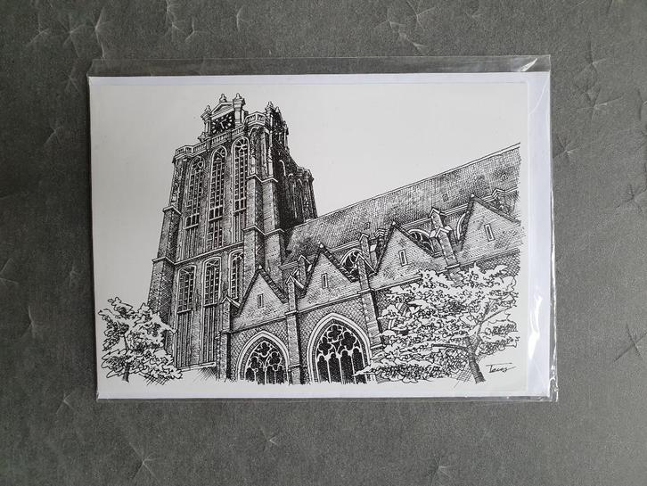 Prent Grote Kerk Dordrecht, Verzamelen, Foto's en Prenten, Nieuw, Prent, Gebouw, Ophalen of Verzenden