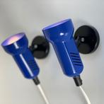 2 Deens vintage design WANDLAMPJES blauw Horn reflektorlamp, Ophalen of Verzenden, Gebruikt, Metaal, Scandinavie vintage design Deens PostModern retro minimalistisch